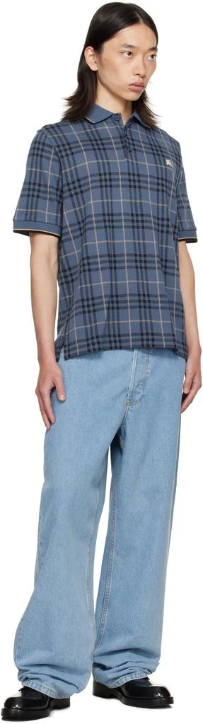 Burberry Navy Check Cotton Polo 4