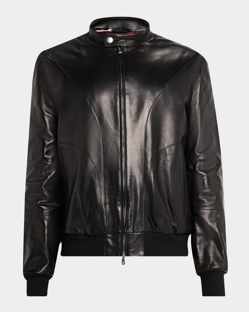 Brunello Cucinelli Men
s Polished Nappa Leather Pilot Jacket