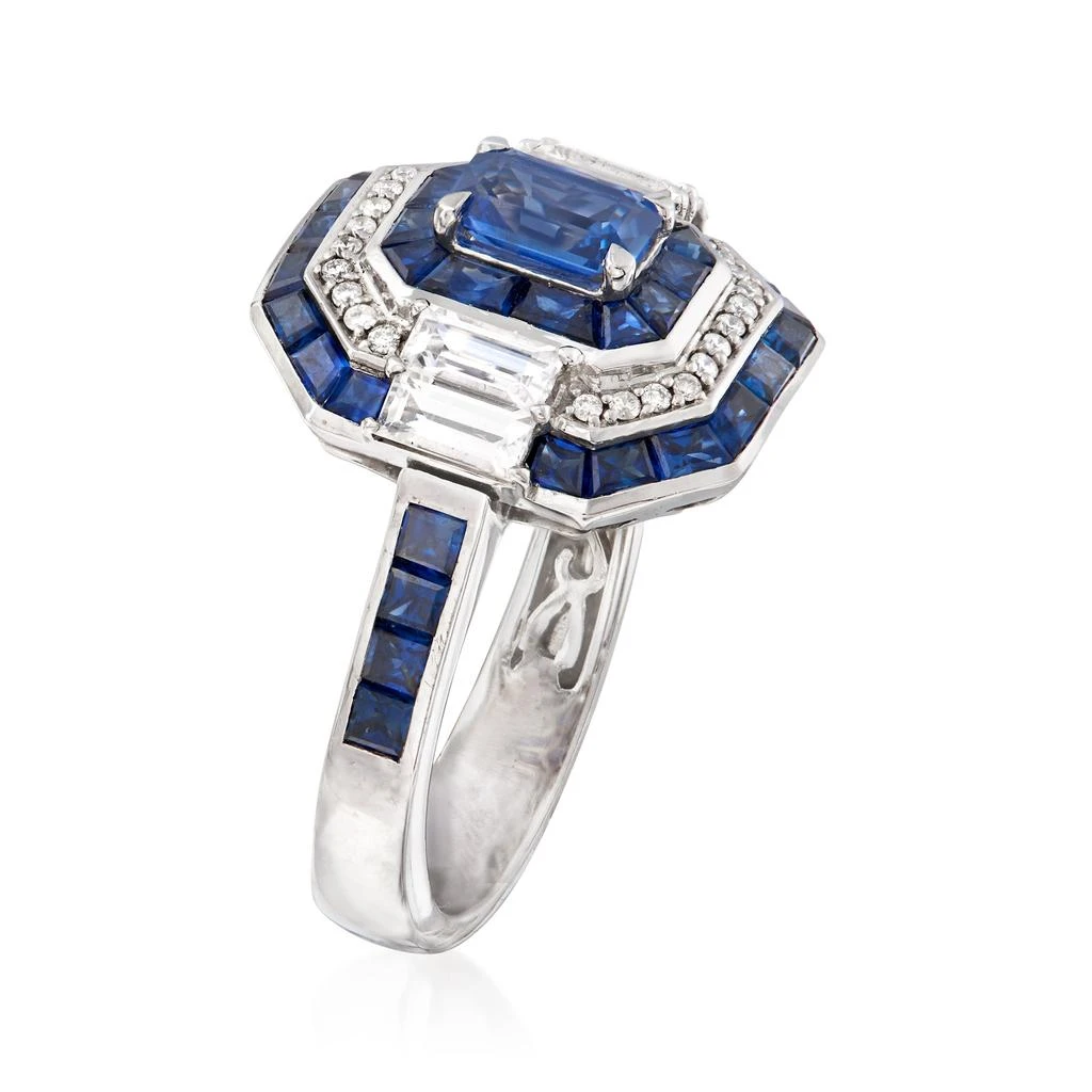 Ross-Simons Ross-Simons Sapphire Ring With Diamond Accents in 14kt White Gold 4