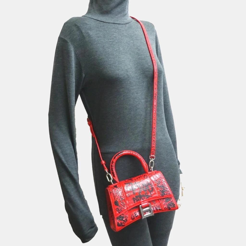 Balenciaga Balenciaga Red Leather Graffiti Hourglass XS Top Handle Bags 10