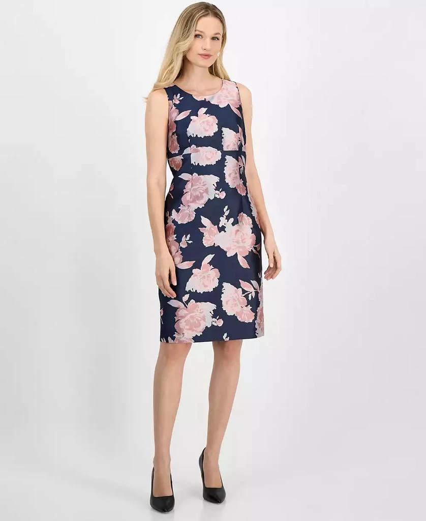 Kasper Women's Floral Jacquard Empire-Seam Sheath Dress 1