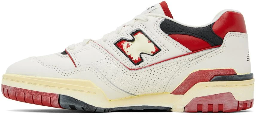 New Balance White & Red 550 Sneakers 3