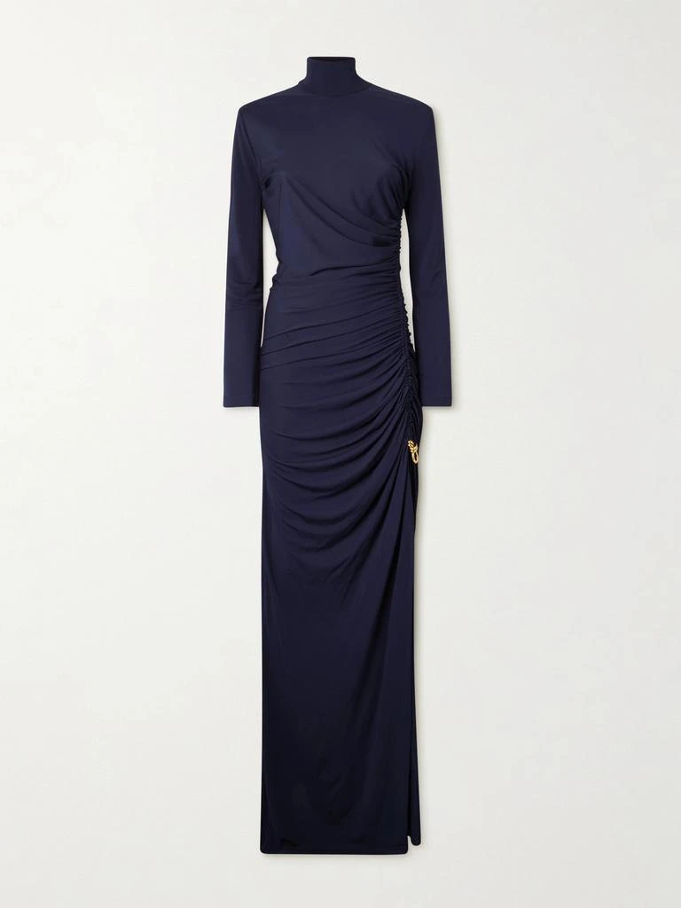 Bottega Veneta Knot-Detailed Crepe-Jersey Maxi Dress - Blue Bottega Veneta Knot-Detailed Crepe-Jersey Maxi Dress - Blue