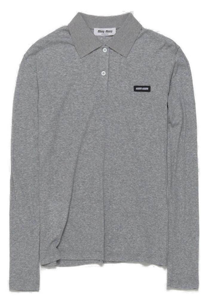 miumiu ミュウミュウ Ribbed jersey polo shirt White Ribbed Jersey Polo Shirt | Miu Miu - United States