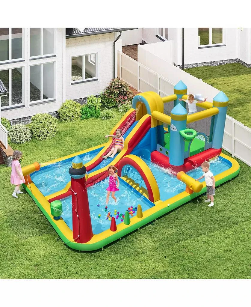 Mecale Giant Inflatable Water Slide Park with Long Slide and 750W Blower Included 2