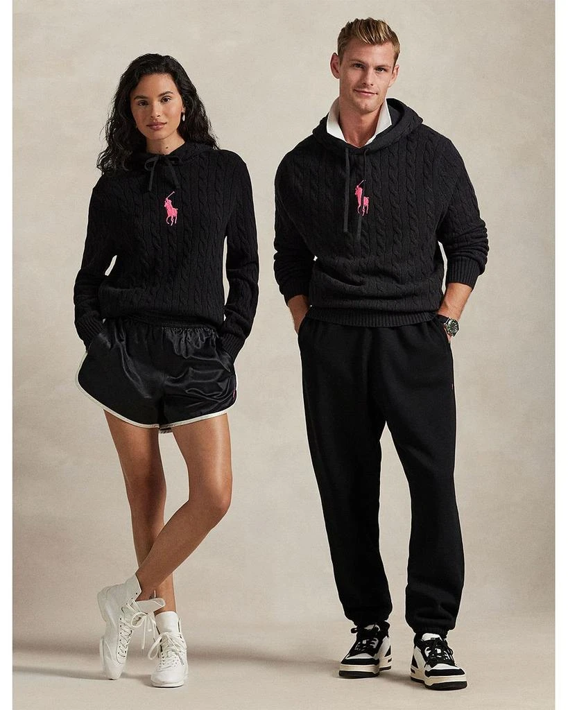 Ralph Lauren Unisex Pink Pony Cable Knit Hoodie 1