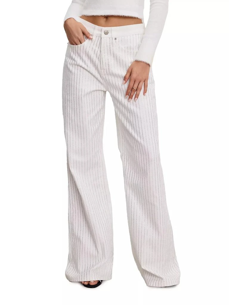 Good American ​Good Ease Rhinestone Pinstripe Jeans 4