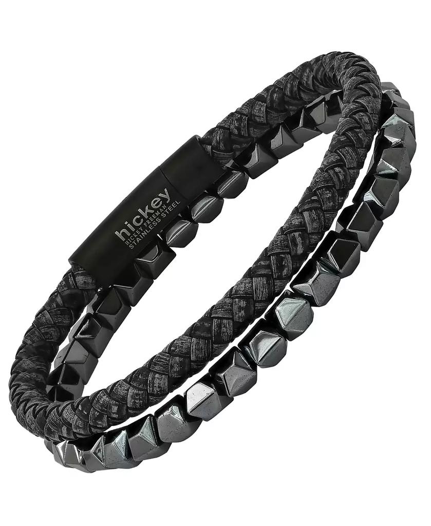 Hickey Freeman Studded Faceted Hematite Beaded Stretch Bracelet, 2 Piece Set