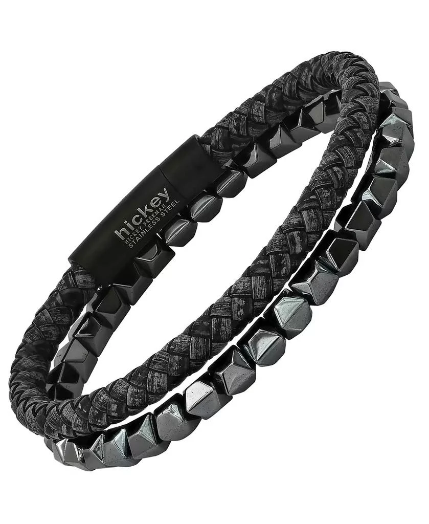 Hickey Freeman Studded Faceted Hematite Beaded Stretch Bracelet, 2 Piece Set 2