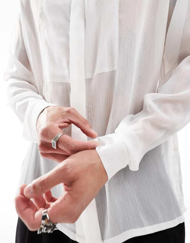 ASOS ASOS DESIGN 90s oversized organza shirt with bib detail in white 3