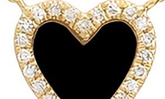 Gabi Rielle Effortless Staples Onyx Inlay Pavé Heart Pendant Necklace