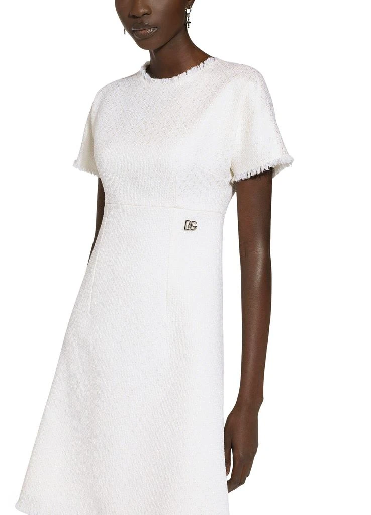 Dolce & Gabbana Raschel tweed midi dress DG logo 4