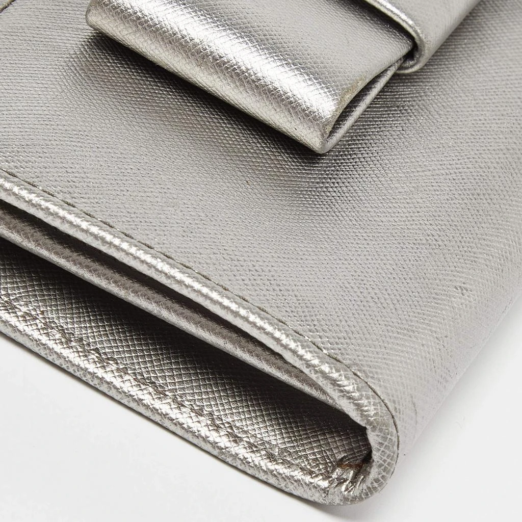 Prada Prada Silver Saffiano Lux Leather Zip Around Wallet 8