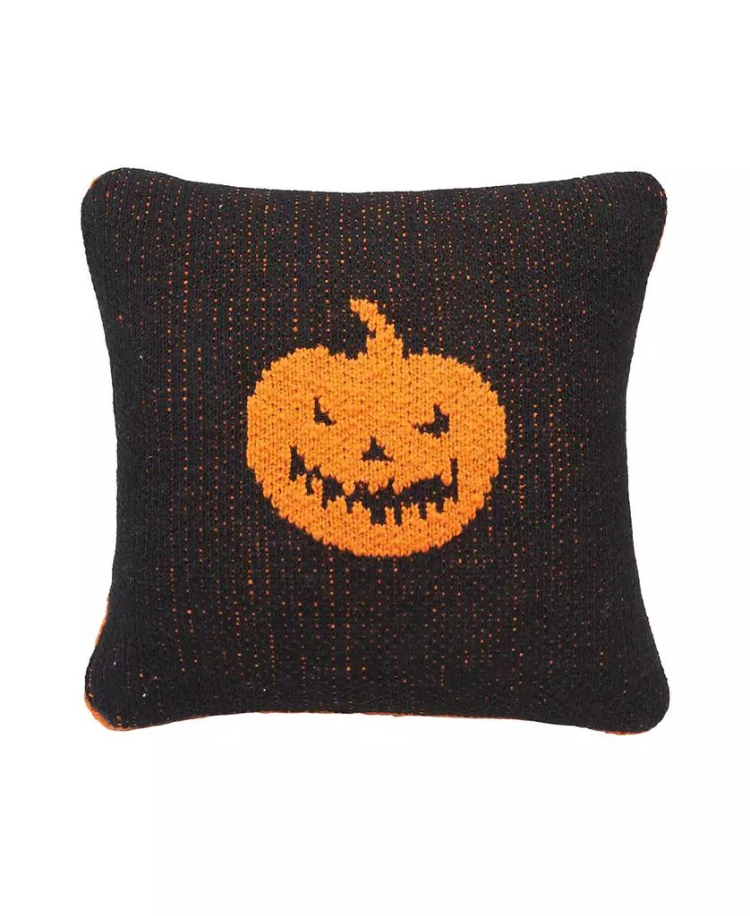 C&F Home Jack O
 Lantern Cotton Knit Small 10" x 10" Autumn Fall Accent Pillow