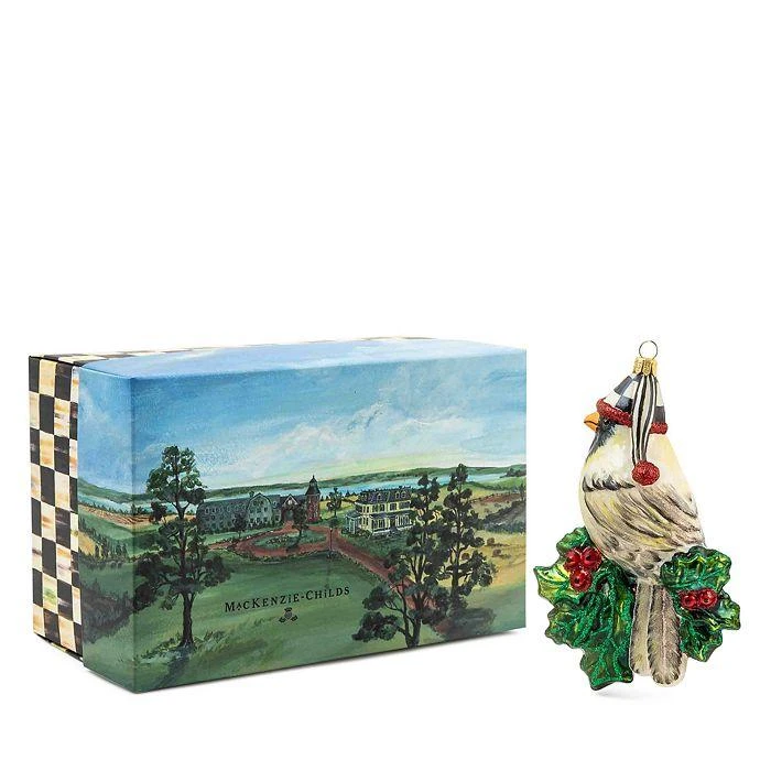 MacKenzie-Childs Glass Snow Cardinal Ornament 2