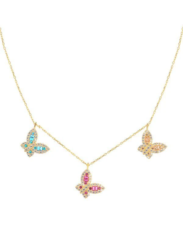 Gabi Rielle 14K Yellow Gold Vermeil & Cubic Zirconia Butterfly Charm Necklace 1