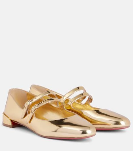 Christian Louboutin Sweet Jane mirrored leather Mary Jane flats 1