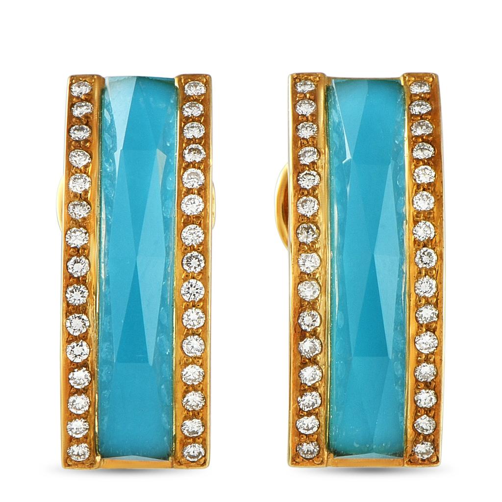 Stephen Webster 18K Yellow Gold 0.50ct Diamond and Shard Turquoise Earrings MF02-042225 SW02-042225
