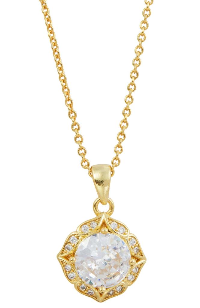 Savvy Cie Jewels 18K GOLD PLATED WHITE CZ PENDANT WITH CHAIN