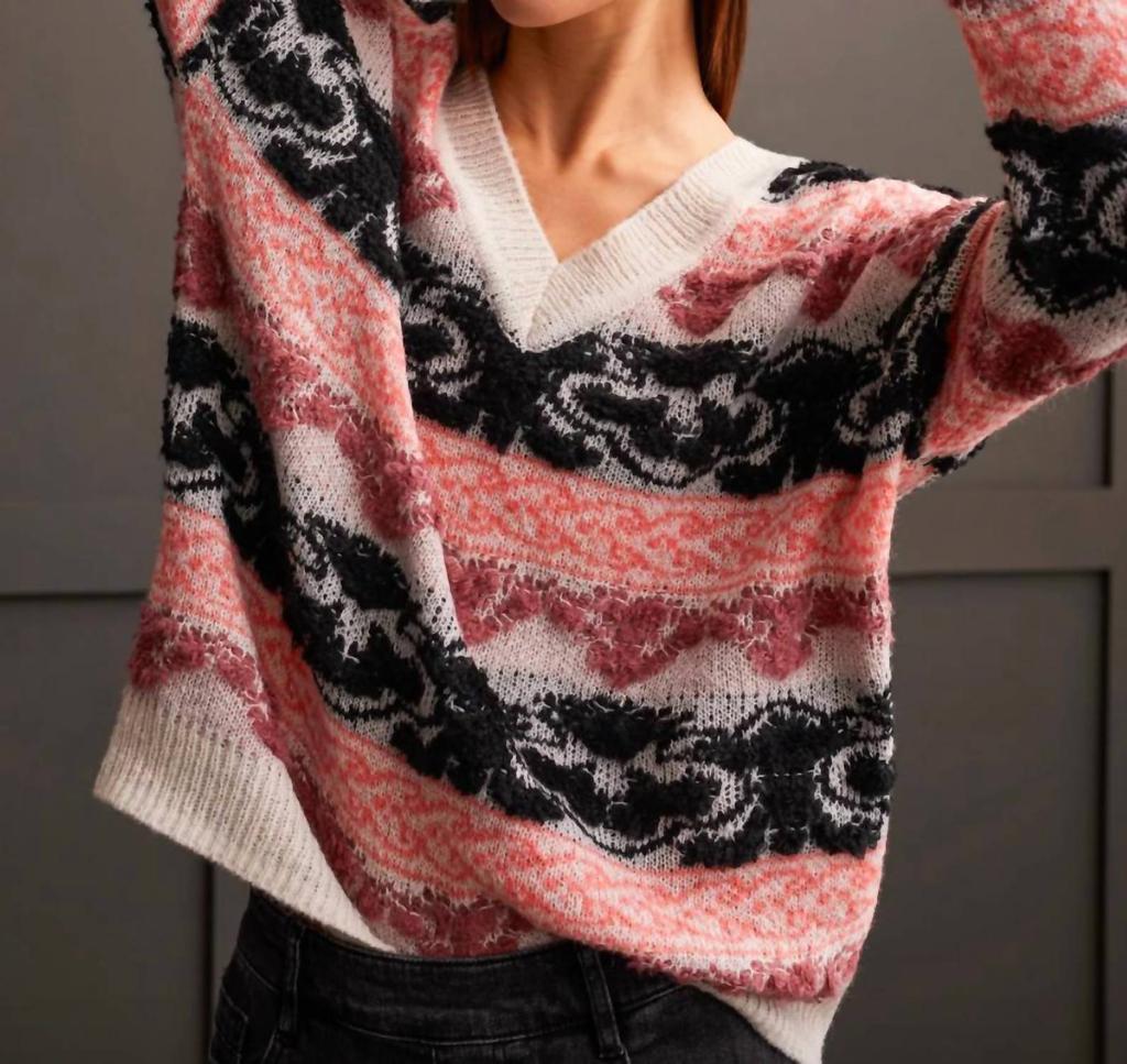 Tribal Tribal - Loop Yarn Vneck Sweater