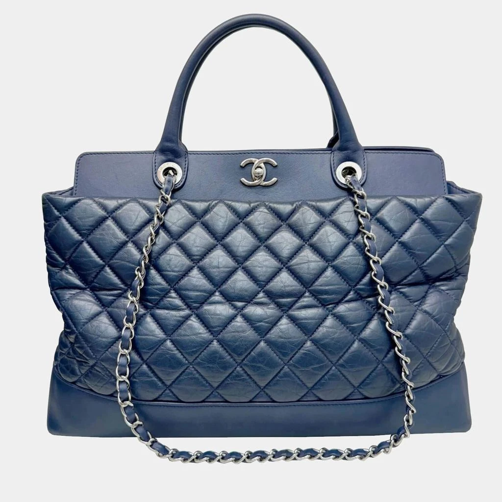 Chanel Blue Tweed Large Deauville Shopping Tote Chanel | TLC US Chanel Matelasse Tote Bag Leather Blue White main image 1