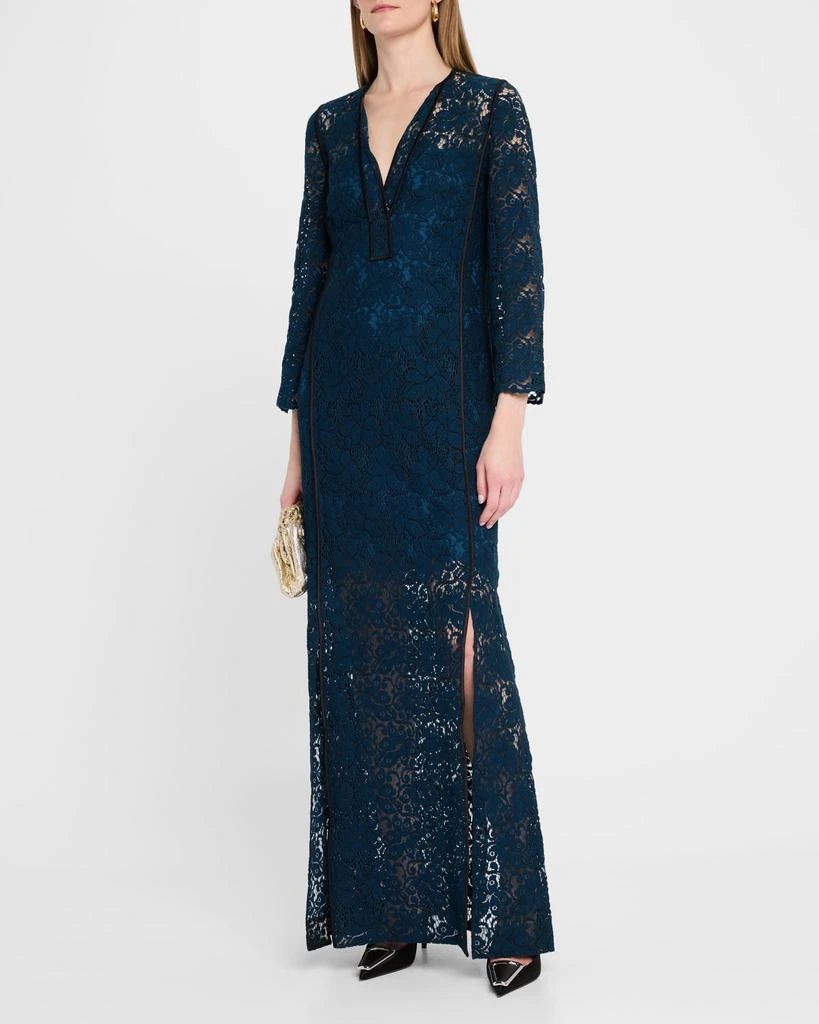 St. John Guipure Bracelet-Sleeve Kaftan Gown 4