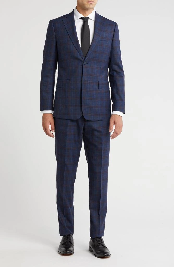 English Laundry Plaid Trim Fit Notch Lapel Wool Blend Two-Piece Suit
