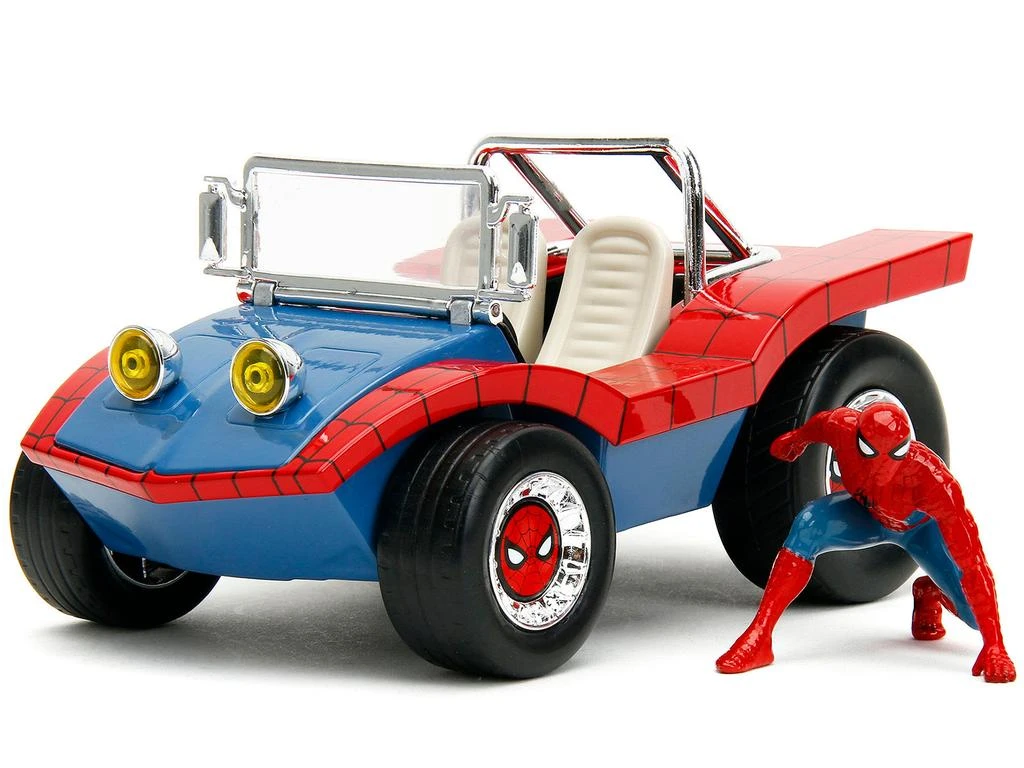Diecast Model Jada Dune Buggy Red and Blue with Graphics and Spider-Man Diecast Figure "Marvel Spider-Man" 1/24 Diecast Model Car by Jada 2