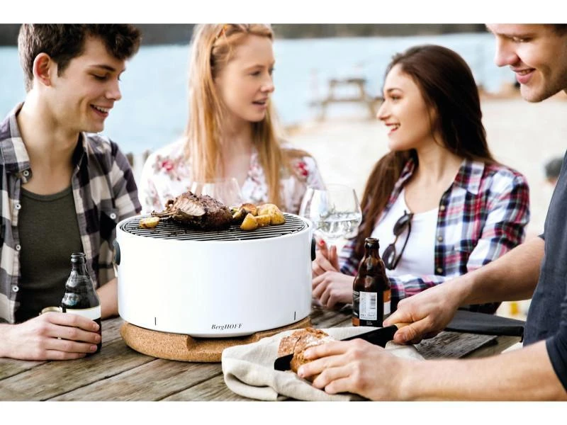 BergHOFF Leo Portable Tabletop Barbecue Grill with Heat Resistant Base White 3