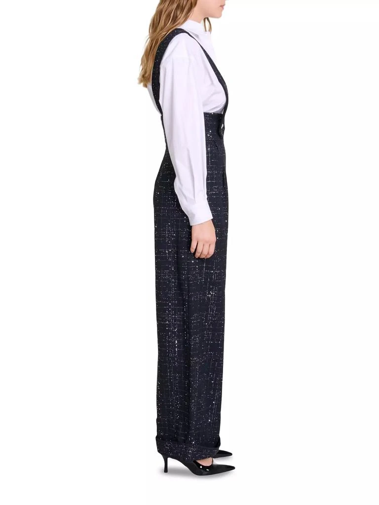 Maje Wide-Leg Trousers with Tweed Braces 5