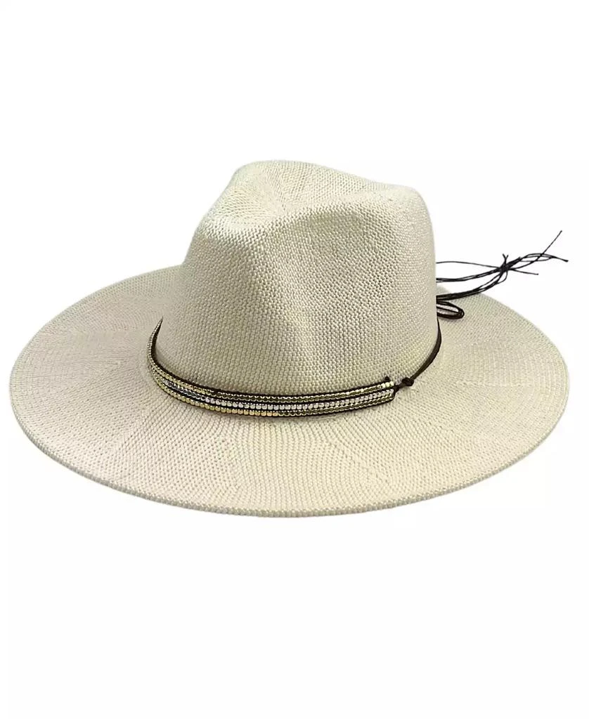 MARCUS ADLER Women's Packable Panama Hat with Beaded Trim 2