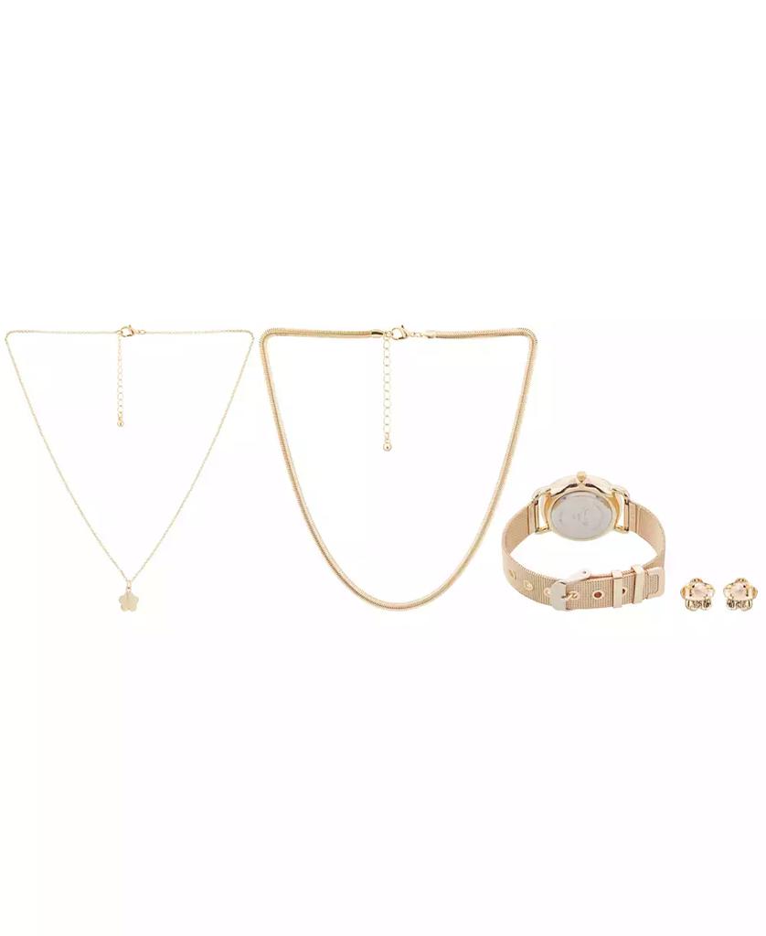 Jessica Carlyle Women's Analog, Three-Hand Quartz Shiny Gold-Tone Metal Bracelet Watch 34mm Gift Set