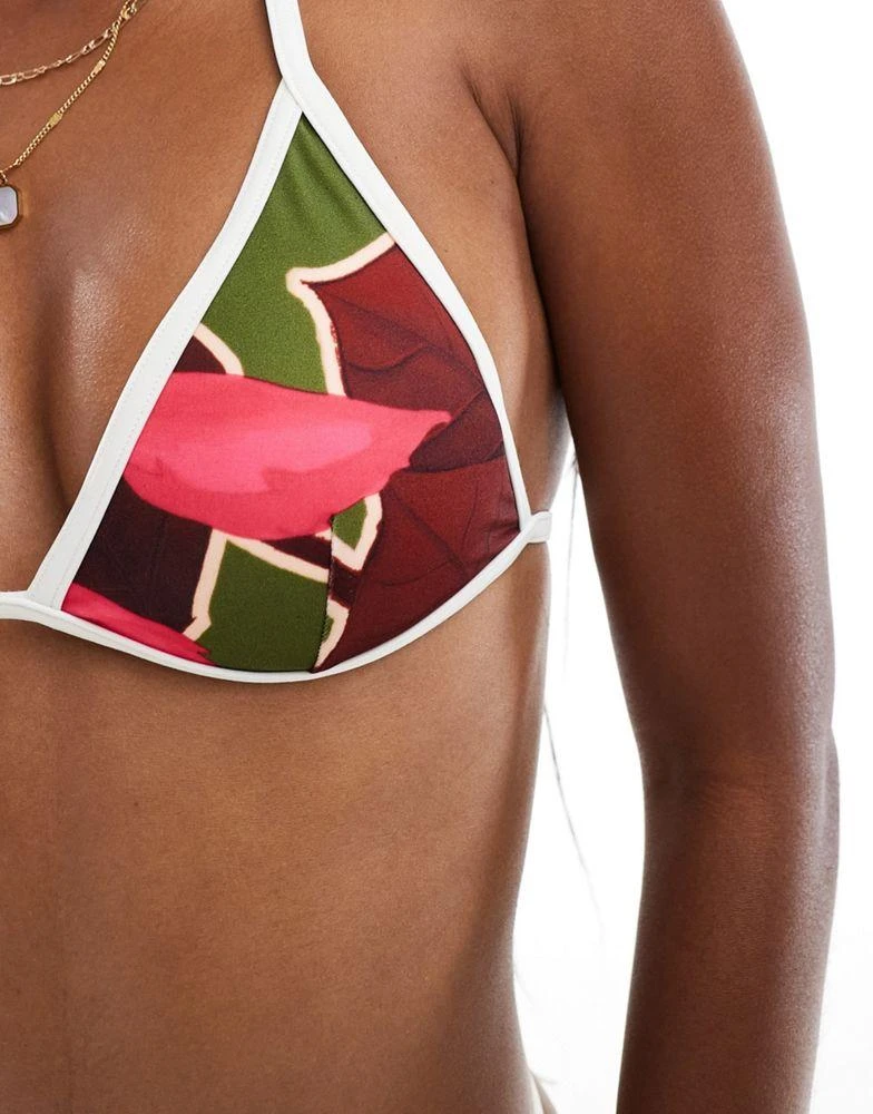 ASOS ASOS DESIGN contrast binding triangle bikini top in floral print 4