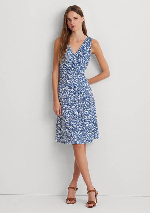 Lauren Ralph Lauren Ralph Lauren Floral Surplice Jersey Sleeveless Dress