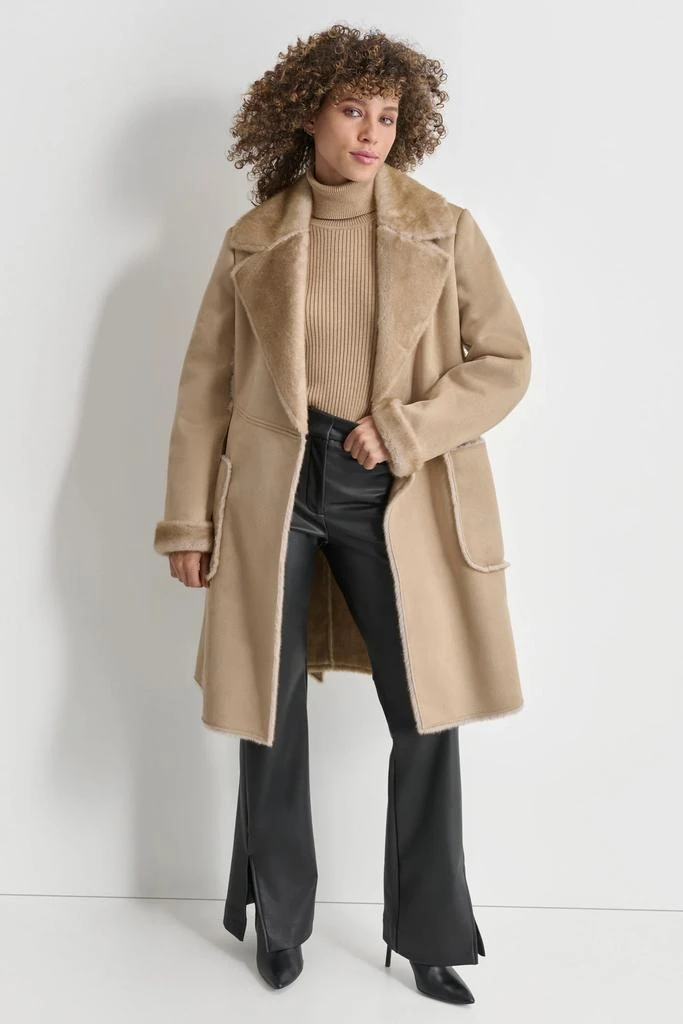 DKNY MINK BONDED SUEDE COAT 3