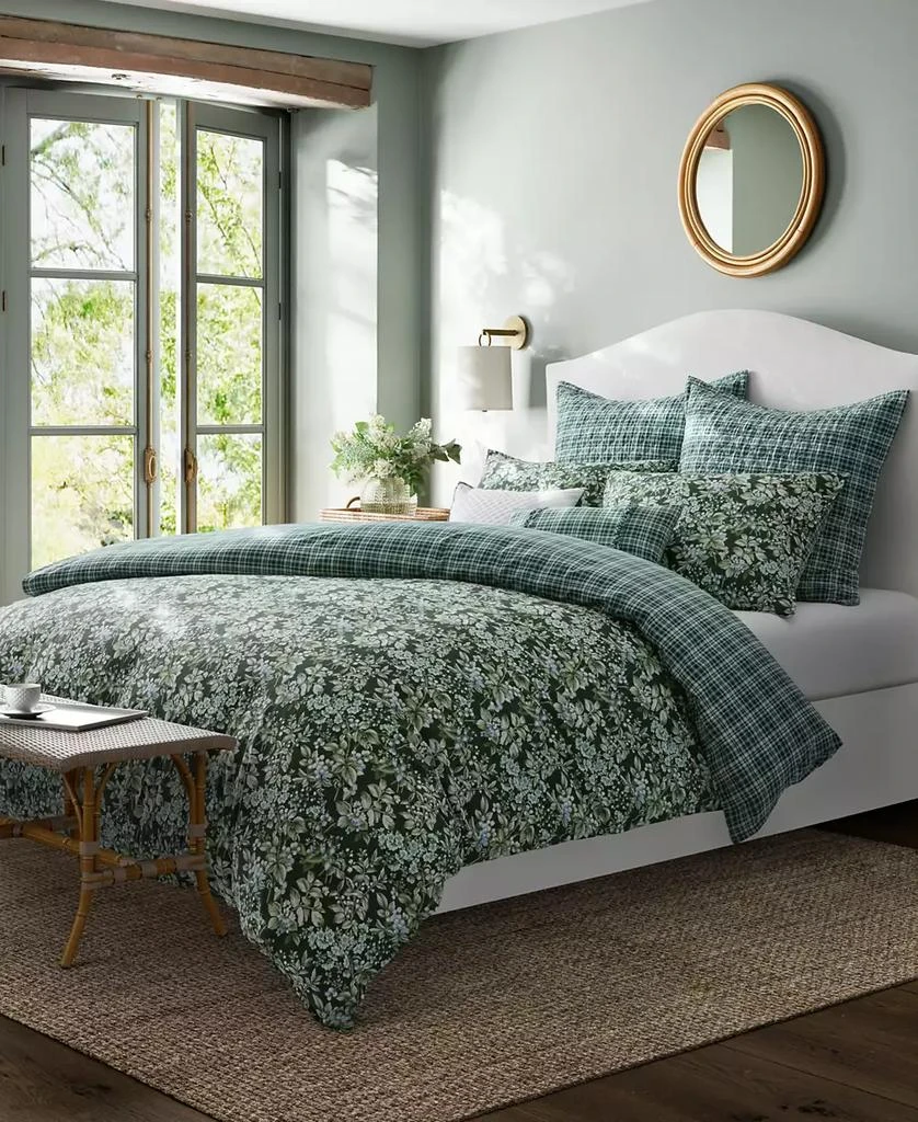 Laura Ashley Bramble Floral Cotton Reversible 7 Piece Comforter Set 2