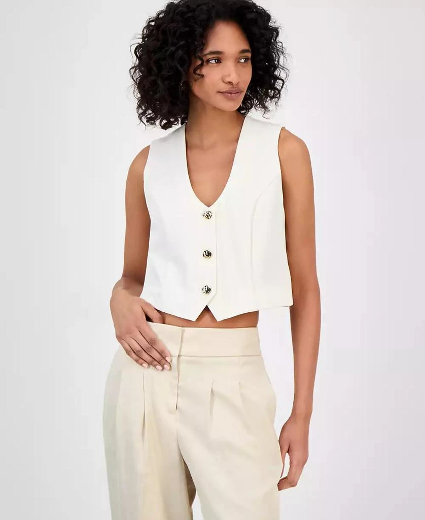 Bar III Women's V-Neck Button-Front Sleeveless Vest, Exclusively at Macy's 2