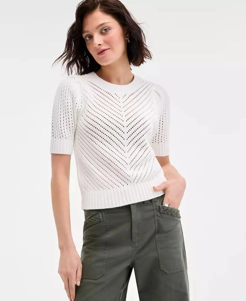 On 34th Women's Diagonal-Knit Puff-Sleeve Sweater, Exclusively at Macy's 1