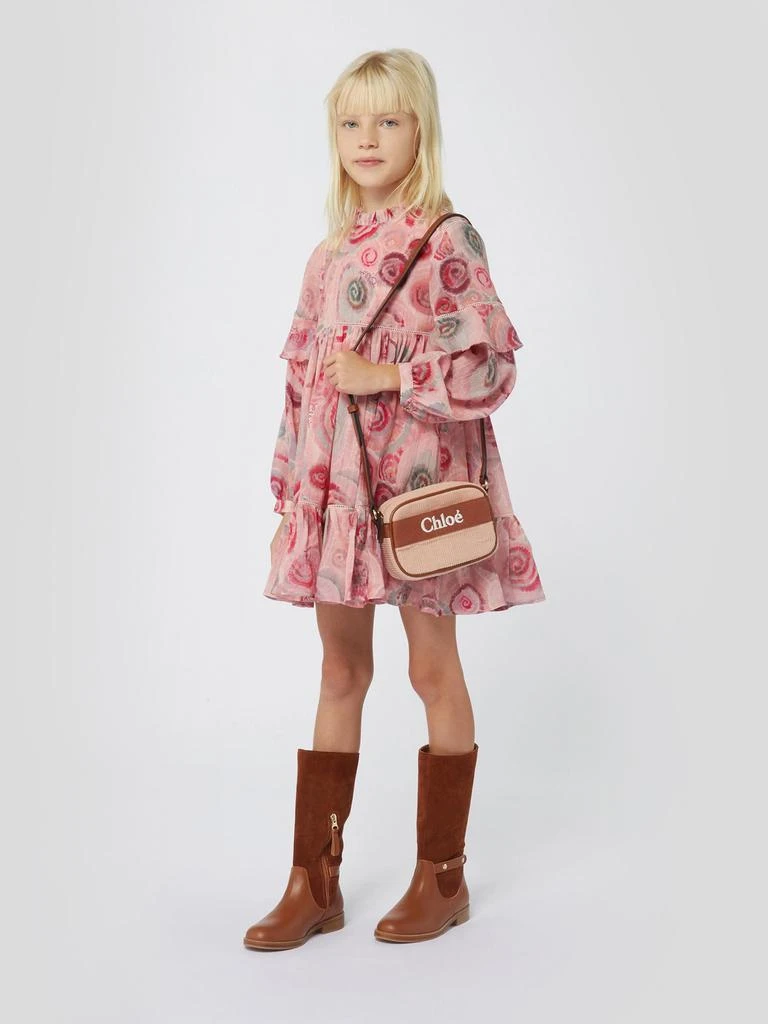 Chloé Chloé Girls Spiral Print Ceremony Dress in Pink 1