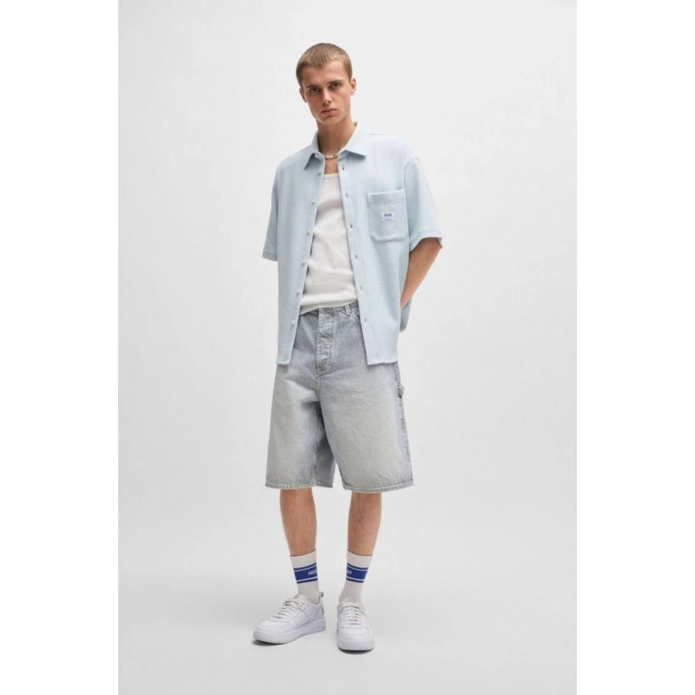 Hugo Boss Short-sleeved shirt in waffle-structured cotton 2