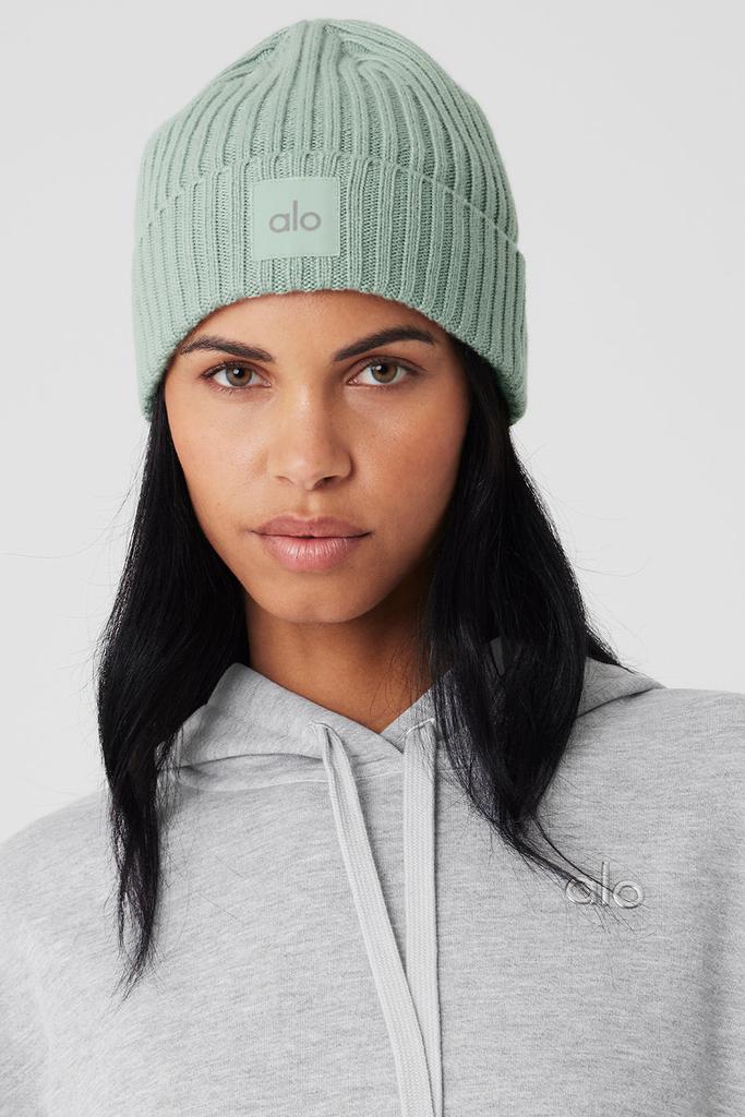 Alo Yoga Cashmere Blend Rib Beanie - Icy Sage