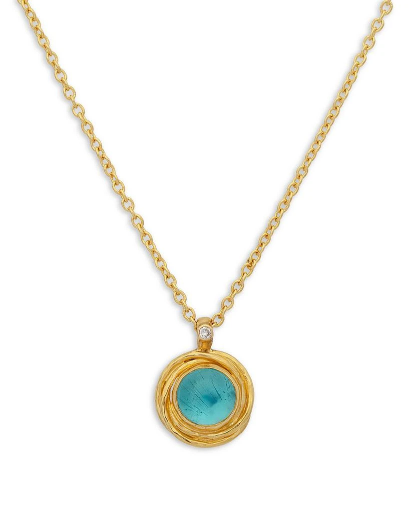 Gurhan 22K & 24K Yellow Gold Muse Apatite & Diamond Pendant Necklace, 16"-18" 1