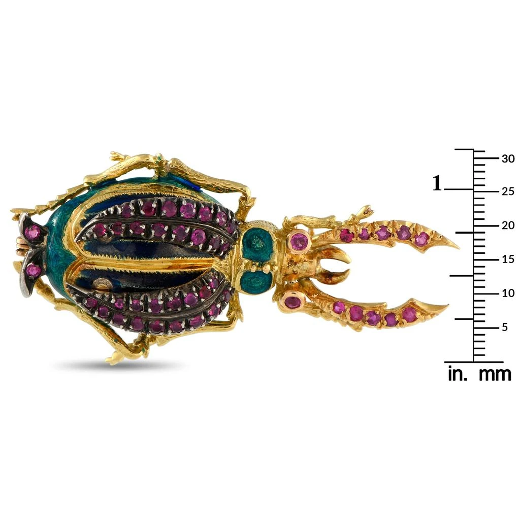 Son of Victor & Lidia Franconer i & Co. 18K Yellow Gold Ruby and Enamel Beetle Brooch SN21-100425 3