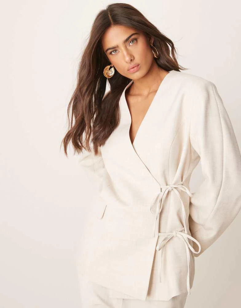ASOS ASOS DESIGN double tie side blazer co-ord in stone 1