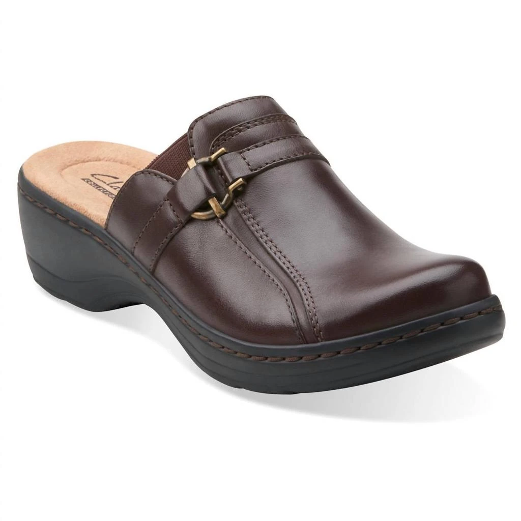 Clarks Women Hayla Marina Leather Mules Slip On Shoes In Brown 1