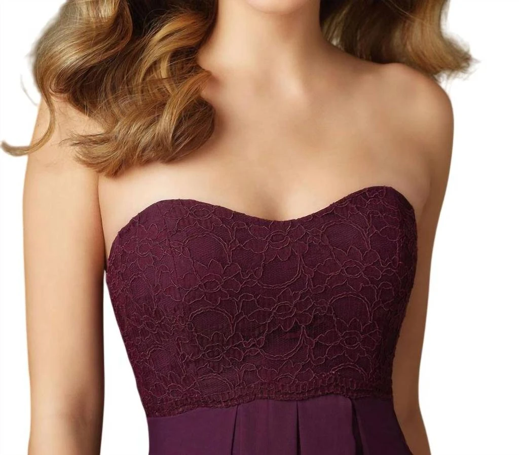 Shop Chiffon And Lace Strapless Dress In Eggplant on Sale at BeyondStyle   Get 79% Off Chiffon And Lace Strapless Dress In Eggplant with Limited-Time  Flash Deals, Exclusive Discounts, and Special Offers.