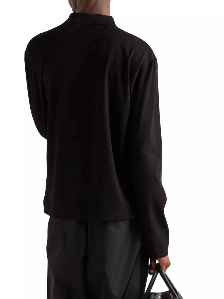 Prada Long Sleeved Piqué and Re-Nylon Polo Shirt 3