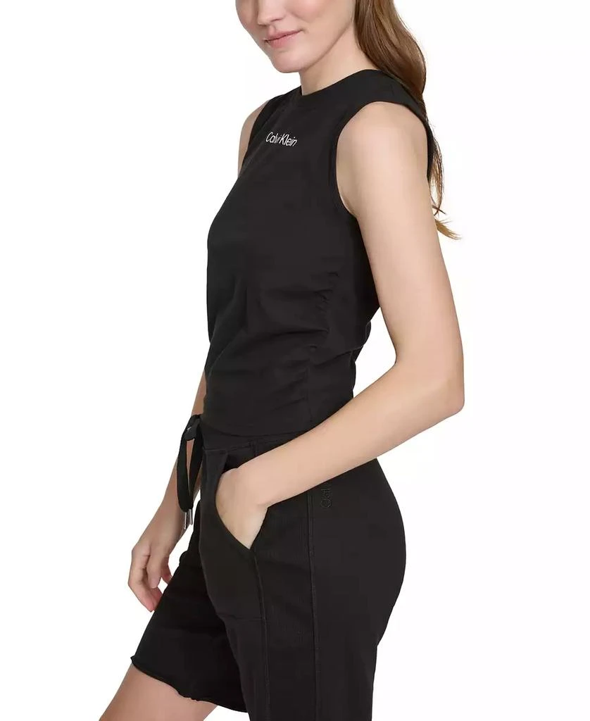 Calvin Klein Women's Ruched Crewneck Logo Tank Top 4