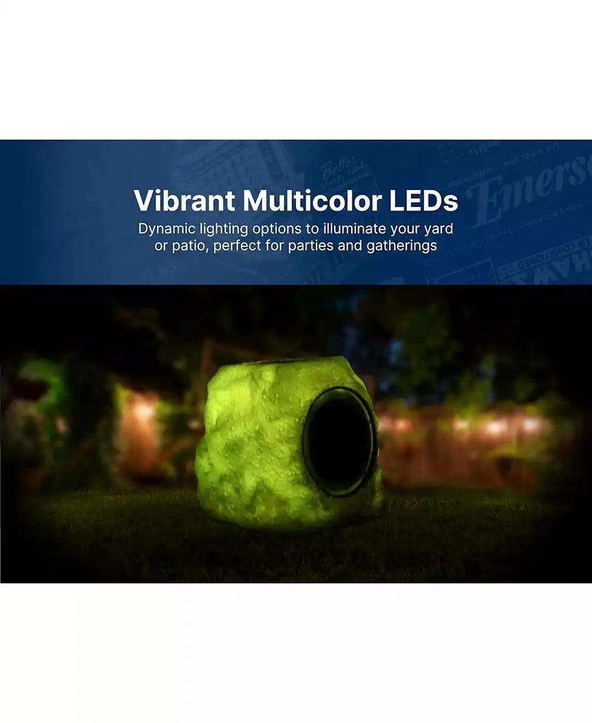 Emerson ERS-1002 Bluetooth Waterproof Outdoor Rock LED Speaker with Solar Charging 2