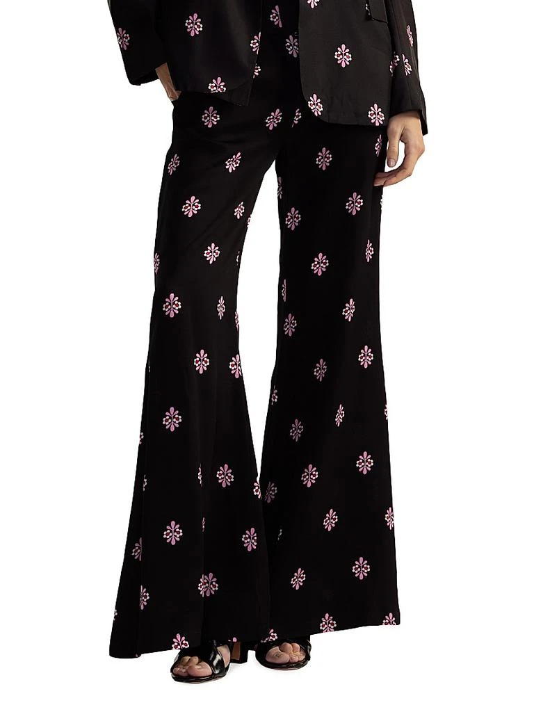 Cynthia Rowley Floral Twill High-Waist Flared Pants 4